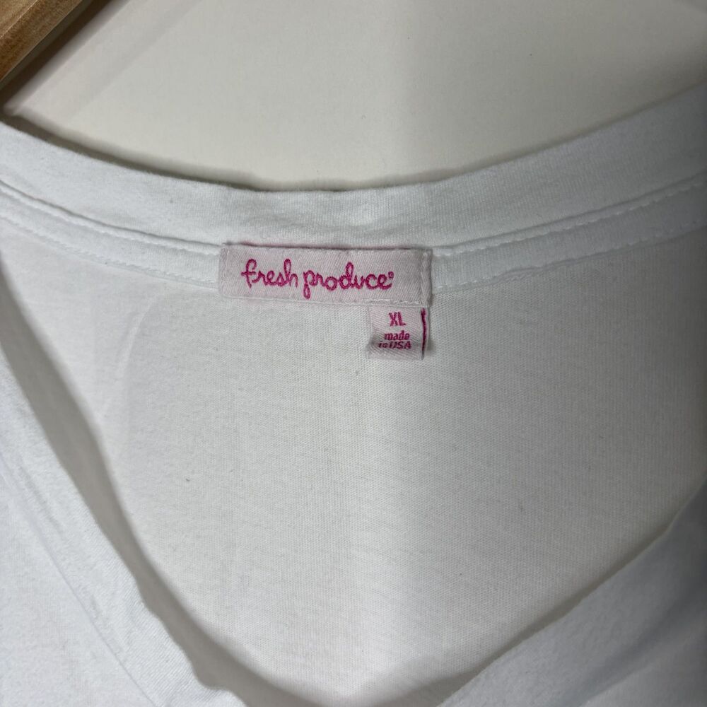Fresh Produce T-Shirt Boulder Colorado White V-Neck Top Cotton Women XL - Picture 6 of 8
